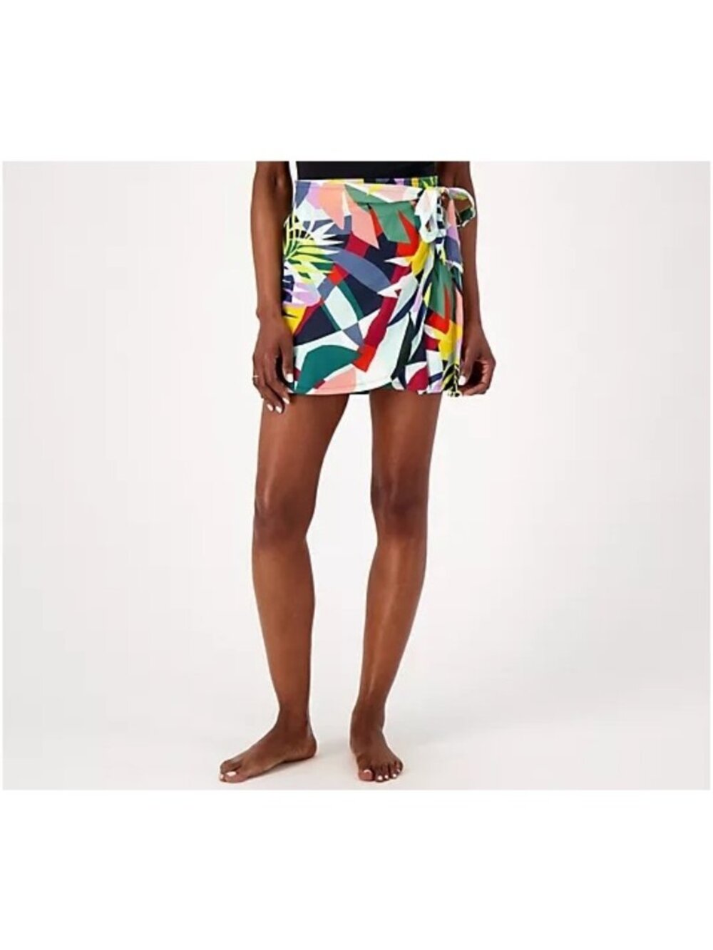 Jantzen Cover Up Skirt Size 2X Woven Pull On Faux Wrap Tropical Utopia Beachwear